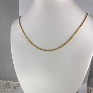 Italian 16 inch Diamond Cut Gold Rope Vermeil 925 Silver Chain